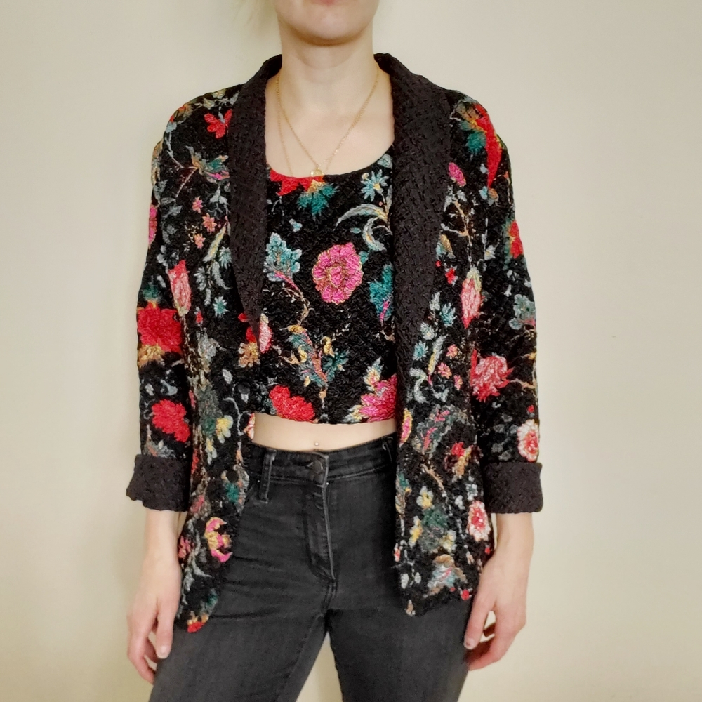 Reversible Floral Blazer and Top Set